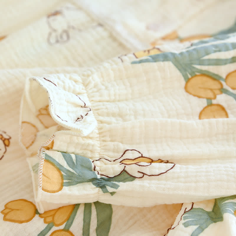 Tulip & Bunny Cotton Gauze Pajama Set