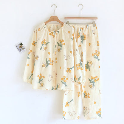 Tulip & Bunny Cotton Gauze Pajama Set