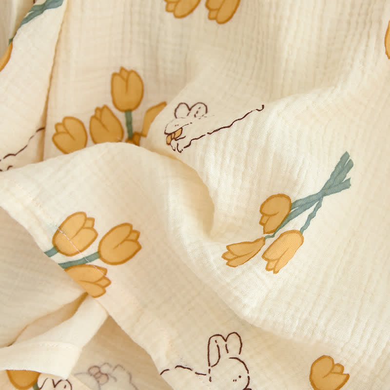 Tulip & Bunny Cotton Gauze Pajama Set