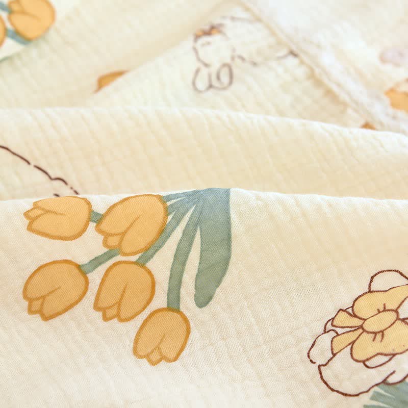 Tulip & Bunny Cotton Gauze Pajama Set