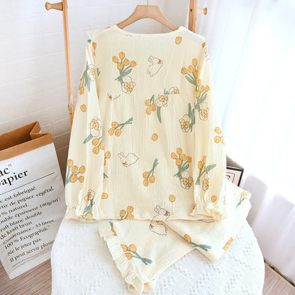 Tulip & Bunny Cotton Gauze Pajama Set