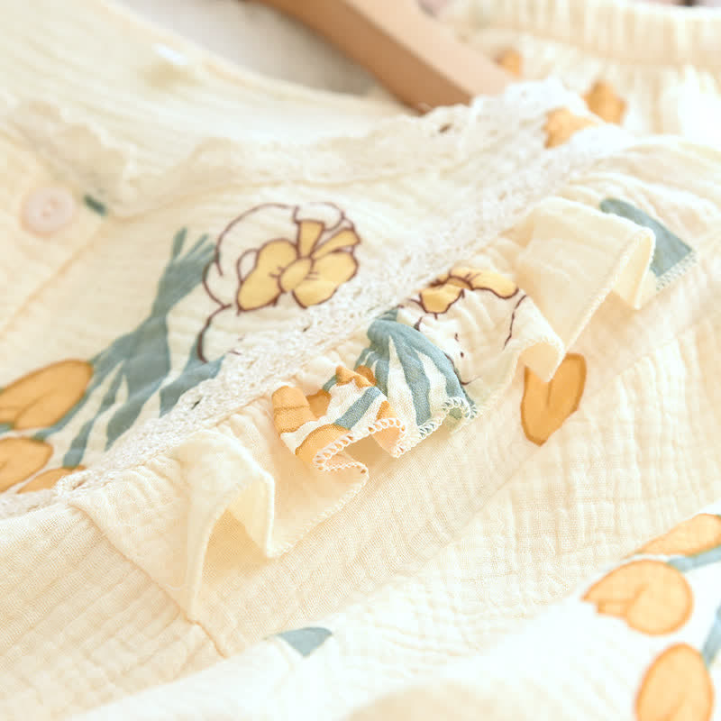 Tulip & Bunny Cotton Gauze Pajama Set
