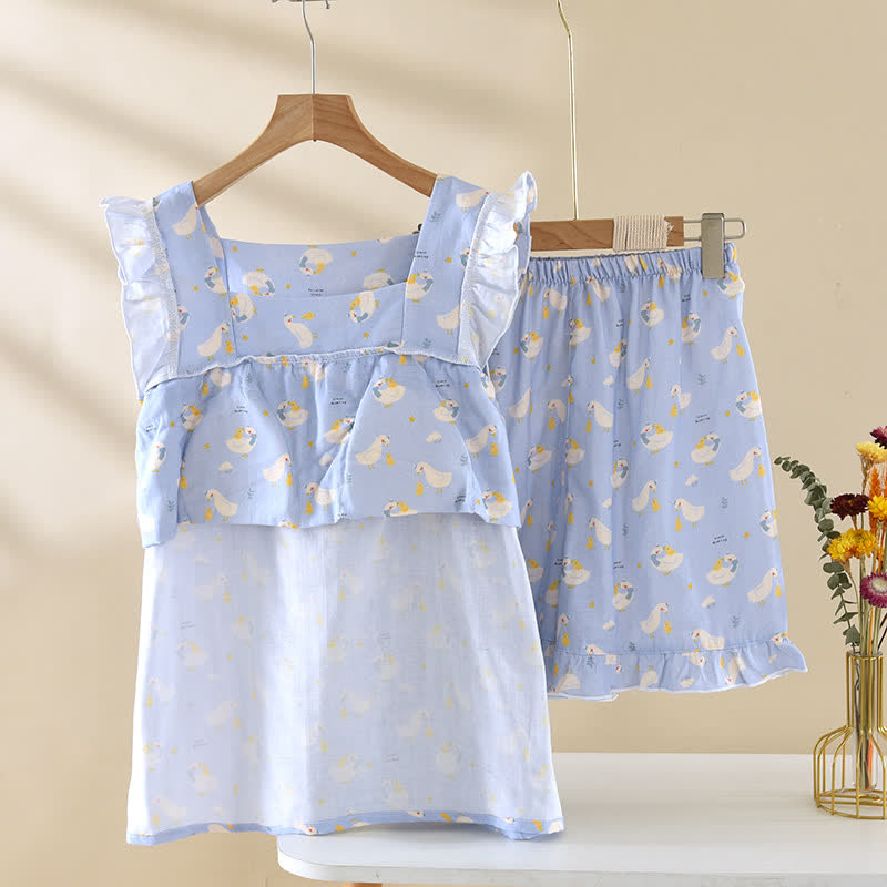 Blue Goose Cotton Gauze Sleeveless Pajamas