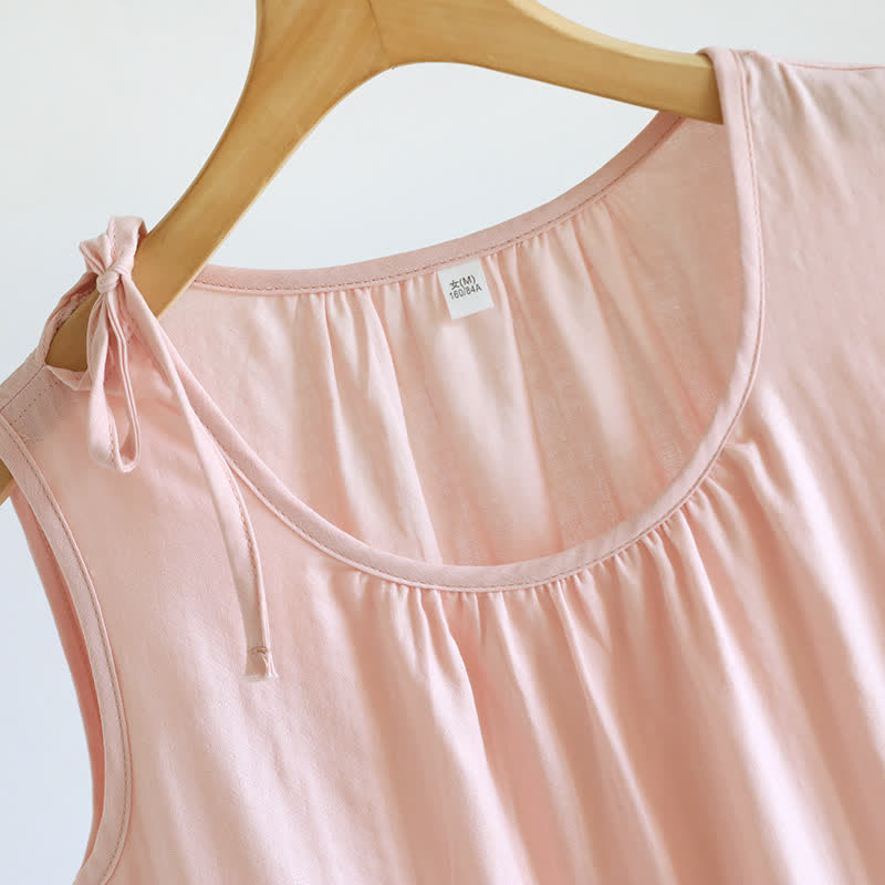 Minimalist Solid Color Cotton Sleeveless Nightgown