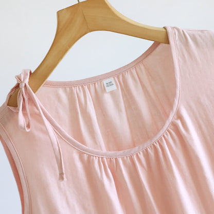 Minimalist Solid Color Cotton Sleeveless Nightgown