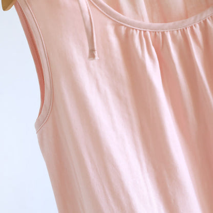 Minimalist Solid Color Cotton Sleeveless Nightgown