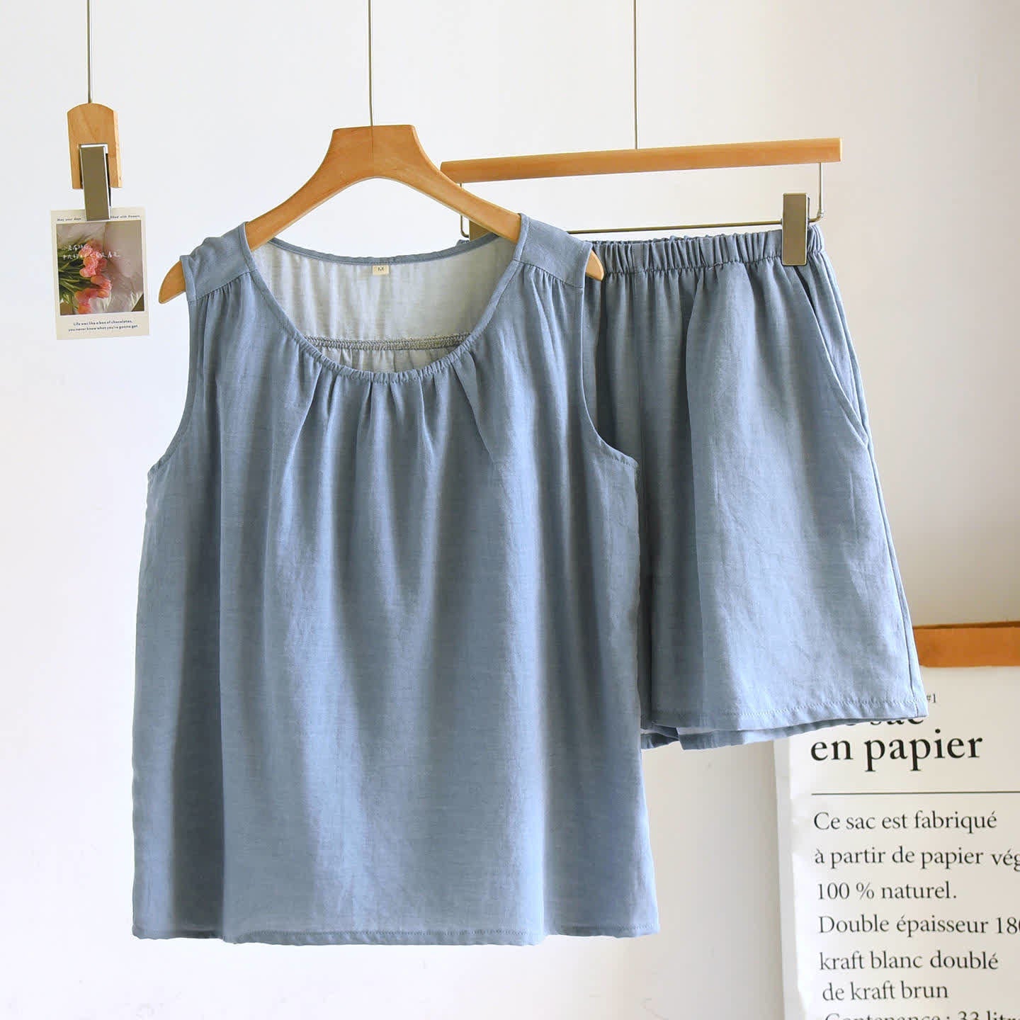 Solid Cotton Gauze Tank & Shorts Set