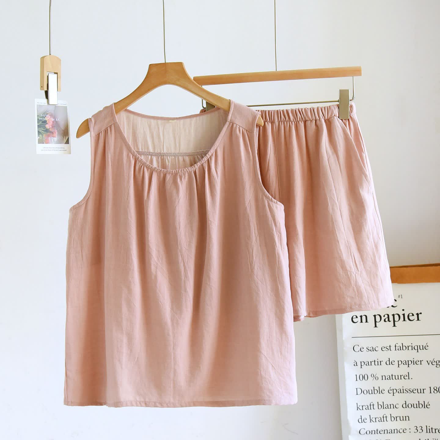 Solid Cotton Gauze Tank & Shorts Set