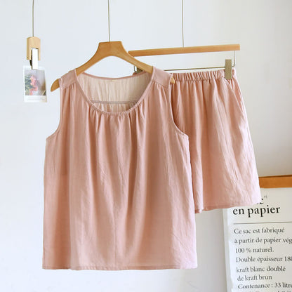 Solid Cotton Gauze Tank & Shorts Set