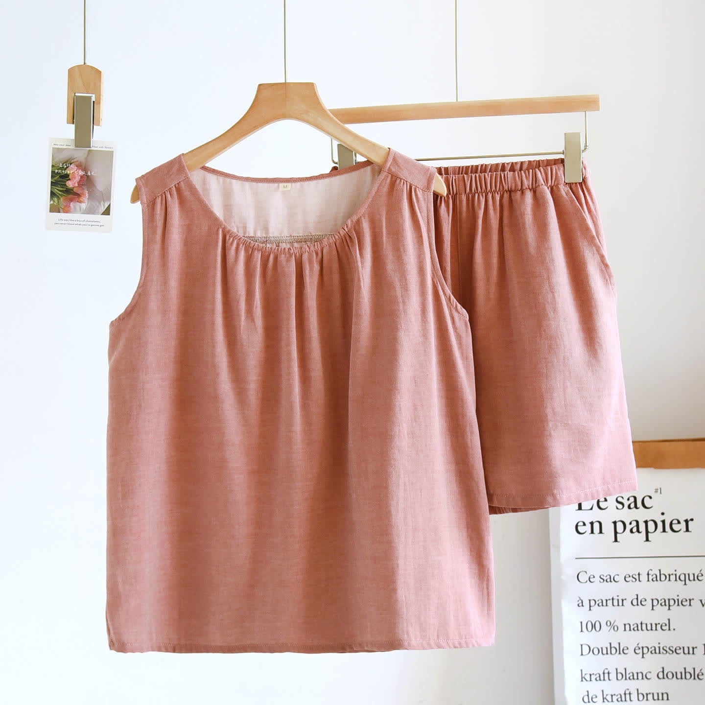 Solid Cotton Gauze Tank & Shorts Set