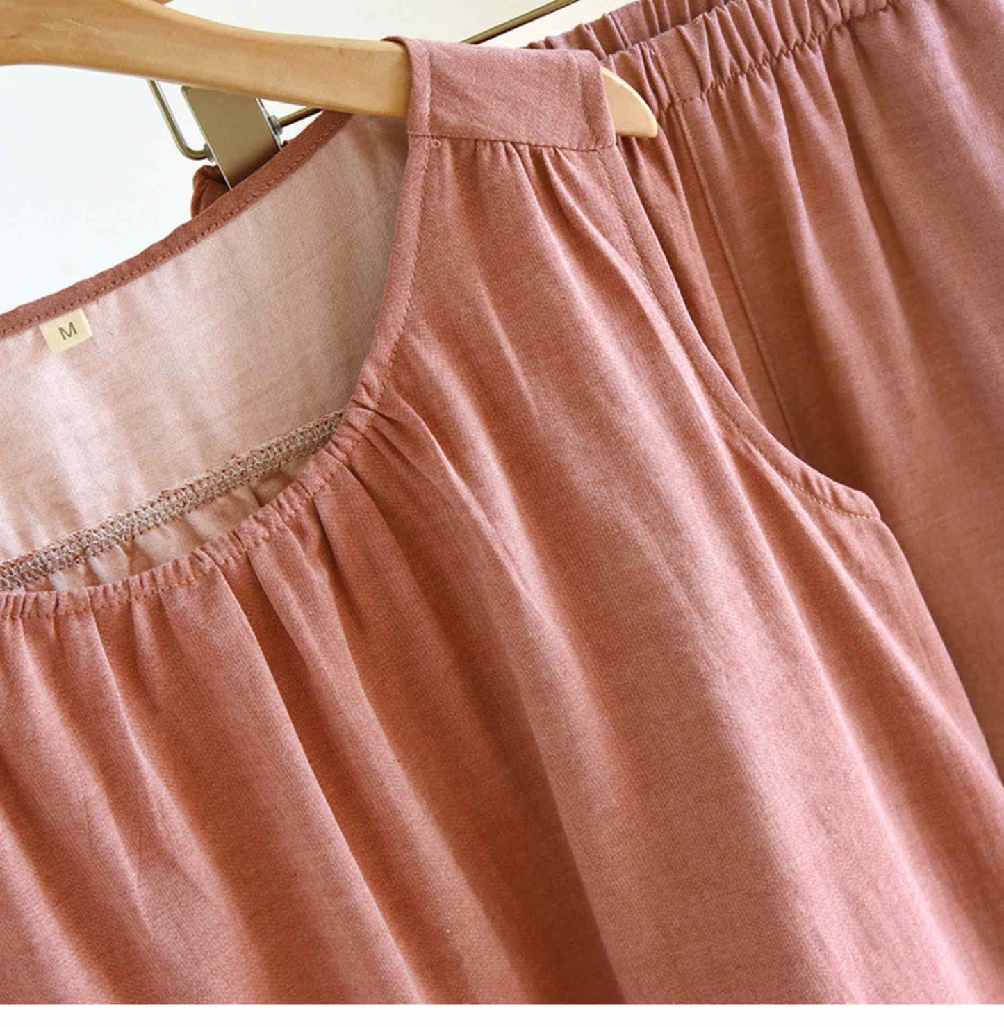 Solid Cotton Gauze Tank & Shorts Set