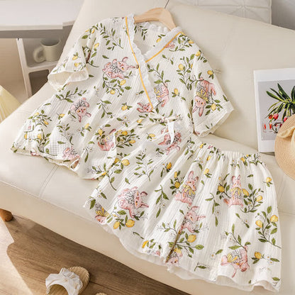 Lemon & Bunny Cotton Gauze Pajama Set