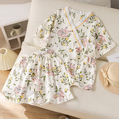 Lemon & Bunny Cotton Gauze Pajama Set