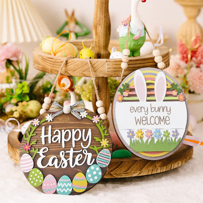 Easter Bunny & Egg Wooden Door Hanger