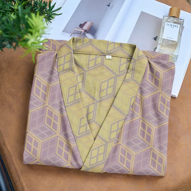 Geometric Hexagon Cotton Double Gauze Robe