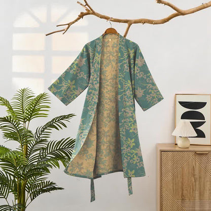 Vintage Rustic Floral Cotton Jacquard Robe