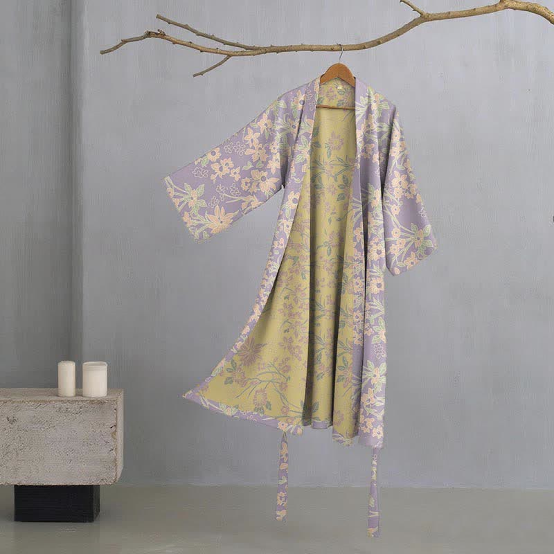 Vintage Rustic Floral Cotton Jacquard Robe