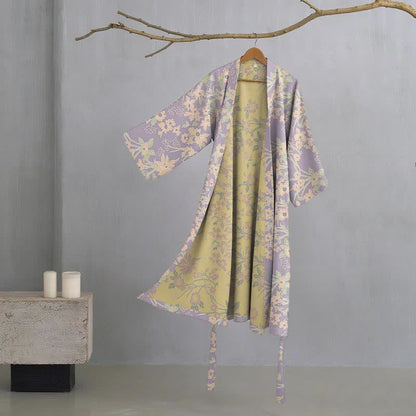 Vintage Rustic Floral Cotton Jacquard Robe