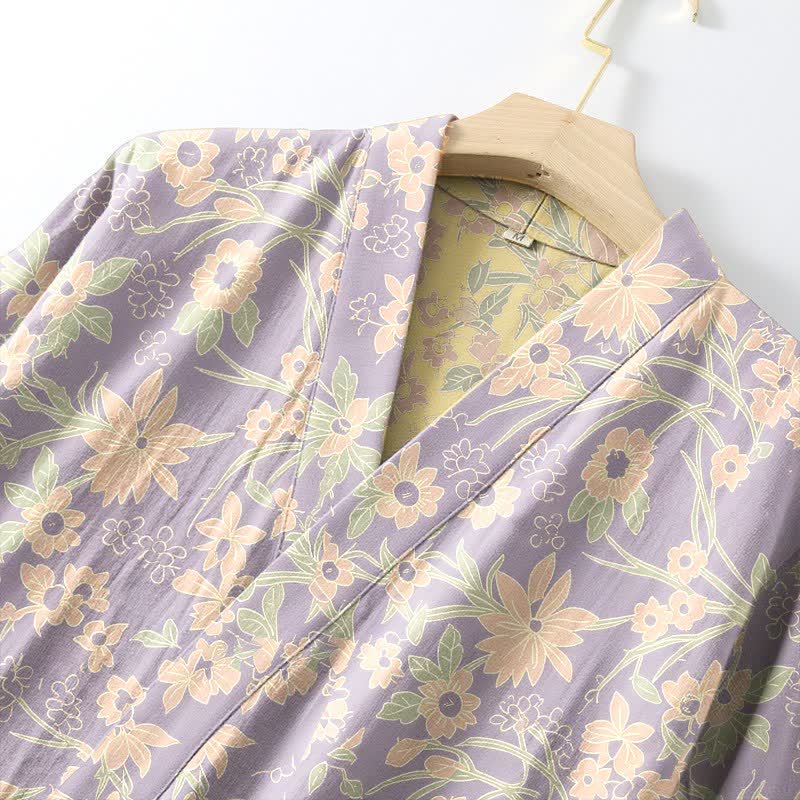 Vintage Rustic Floral Cotton Jacquard Robe