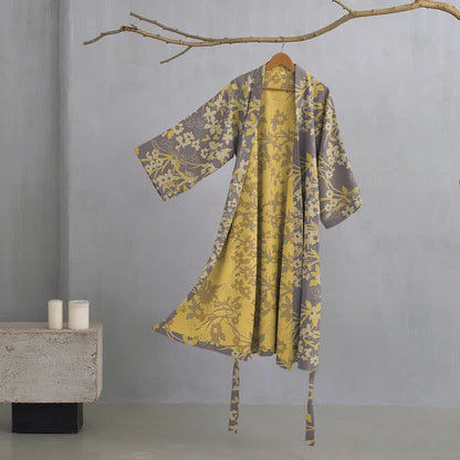 Vintage Rustic Floral Cotton Jacquard Robe