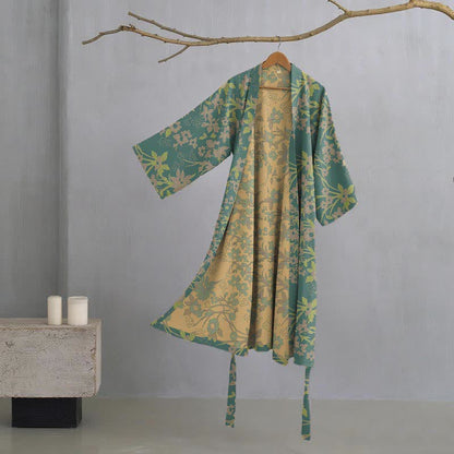Vintage Rustic Floral Cotton Jacquard Robe