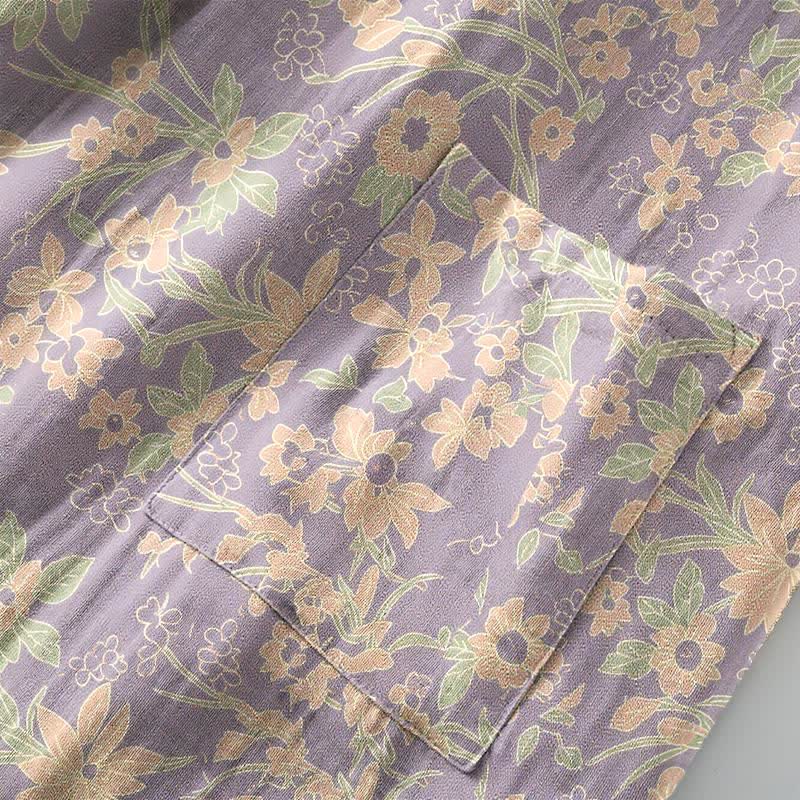 Vintage Rustic Floral Cotton Jacquard Robe
