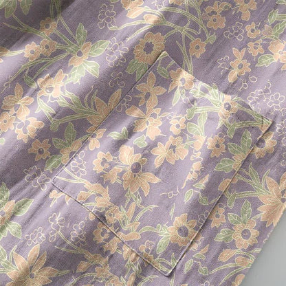 Vintage Rustic Floral Cotton Jacquard Robe