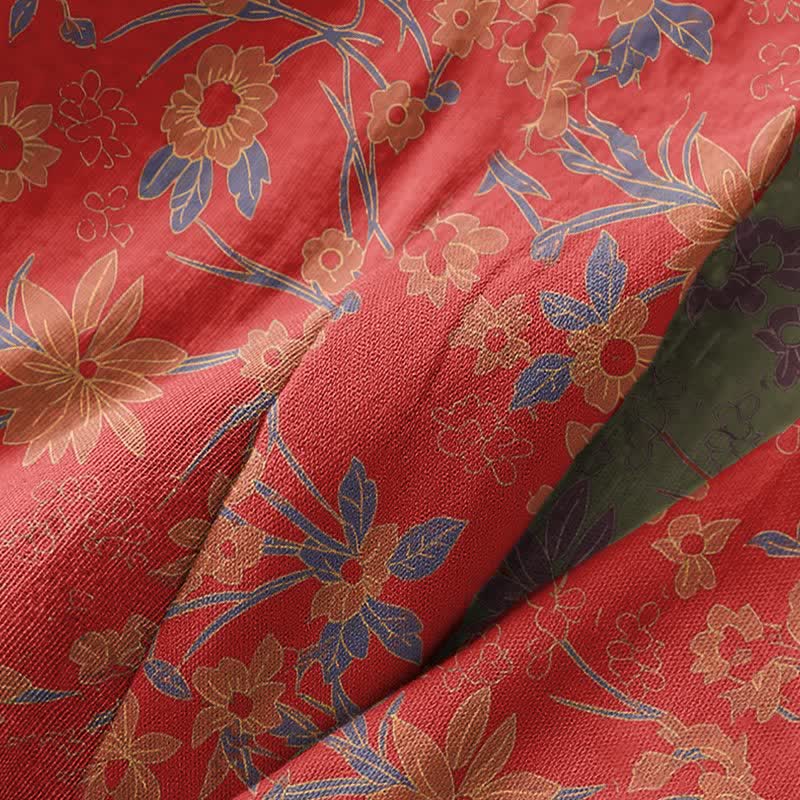Vintage Rustic Floral Cotton Jacquard Robe