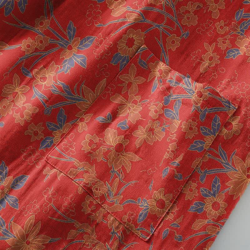 Vintage Rustic Floral Cotton Jacquard Robe