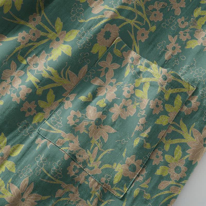 Vintage Rustic Floral Cotton Jacquard Robe