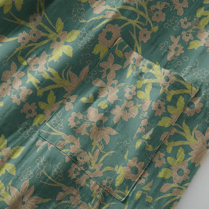 Vintage Rustic Floral Cotton Jacquard Robe