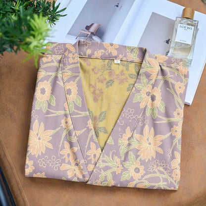 Vintage Rustic Floral Cotton Jacquard Robe