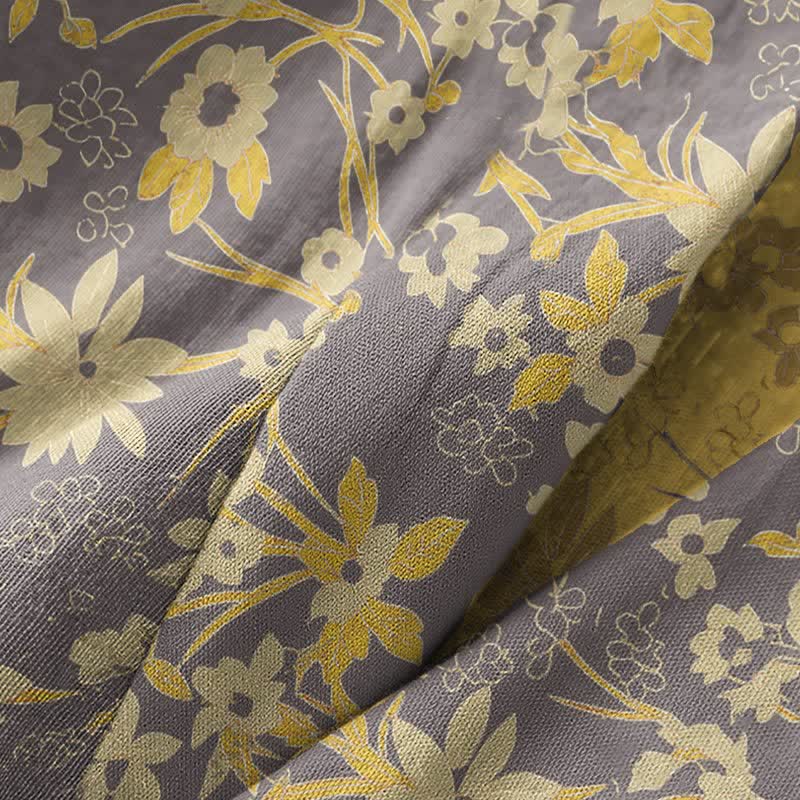 Vintage Rustic Floral Cotton Jacquard Robe