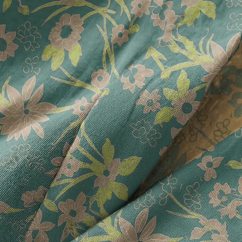Vintage Rustic Floral Cotton Jacquard Robe