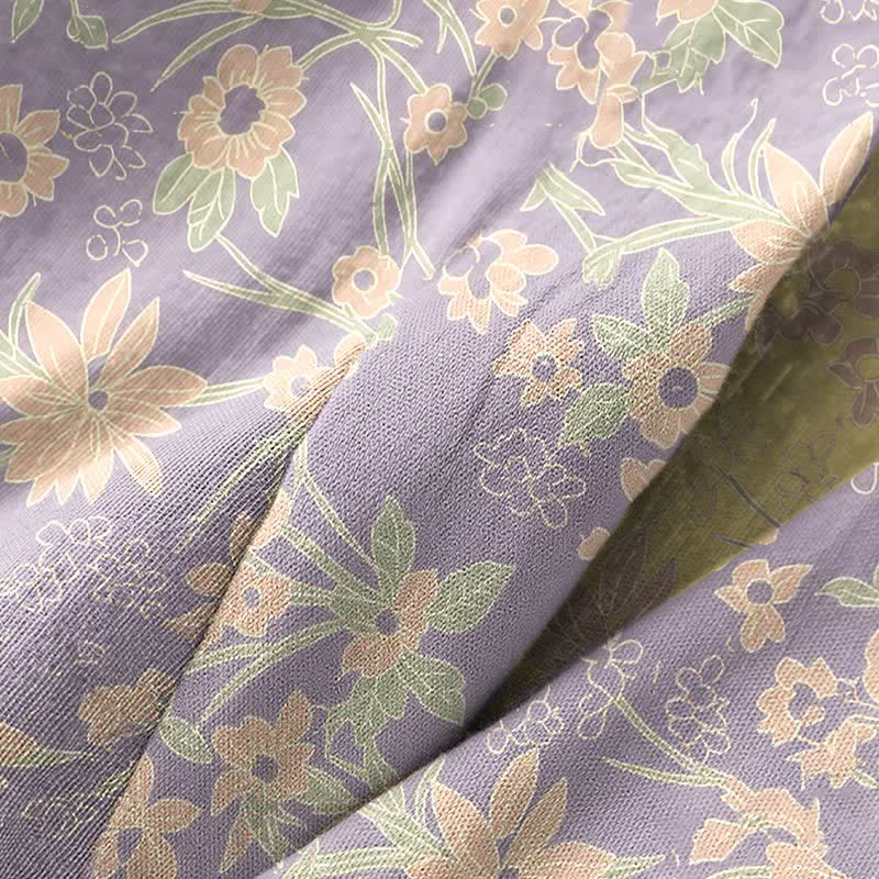 Vintage Rustic Floral Cotton Jacquard Robe