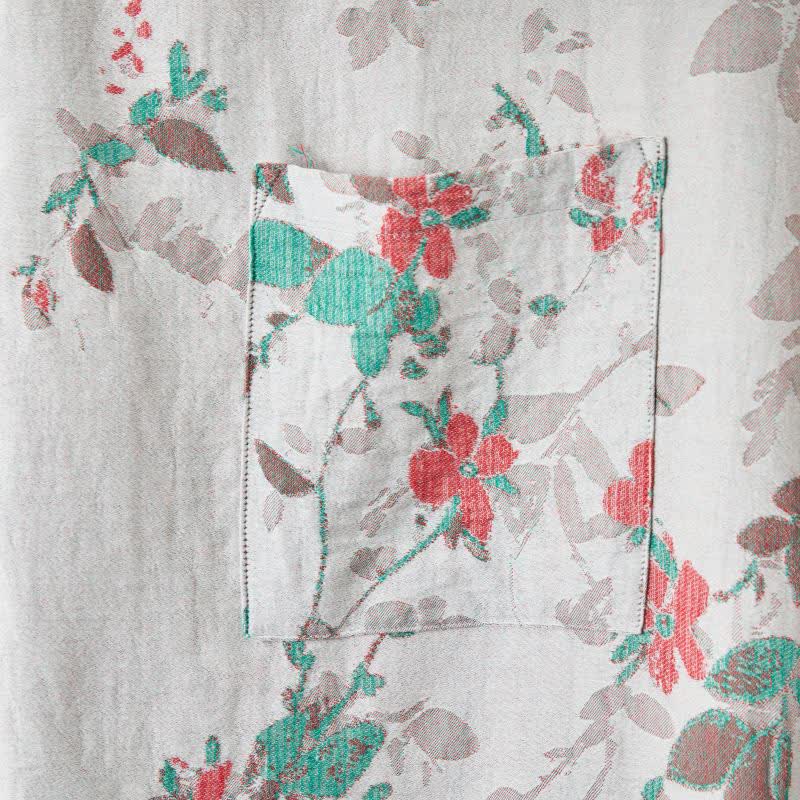 Vintage Floral Cotton Gauze Kimono Robe