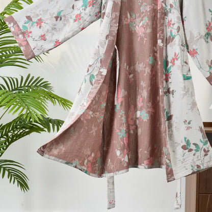 Vintage Floral Cotton Gauze Kimono Robe