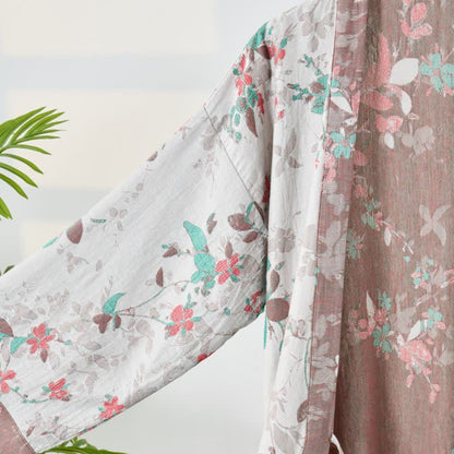 Vintage Floral Cotton Gauze Kimono Robe