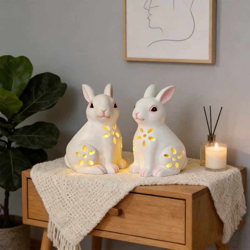 Solar-Powered Hollow Bunny Garden Decor