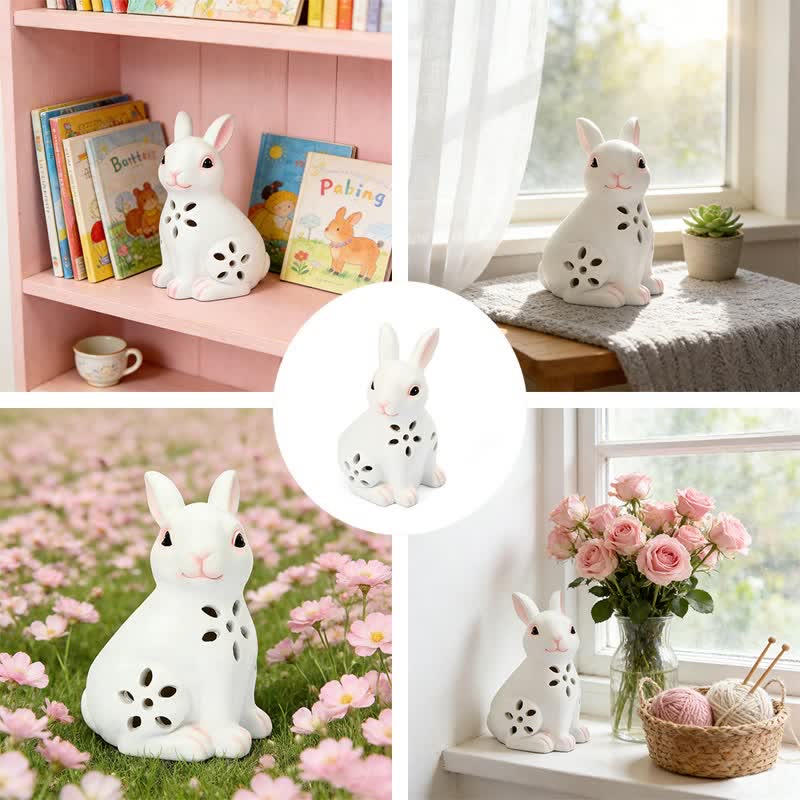 Solar-Powered Hollow Bunny Garden Decor