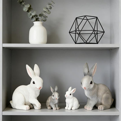 Resin Mother and Baby Bunny Decor