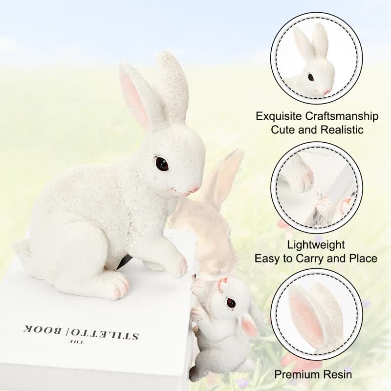 Resin Mother and Baby Bunny Decor