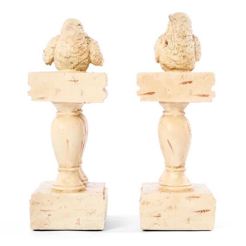 Resin Bird on Railing Bookend Decor