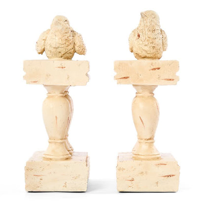 Resin Bird on Railing Bookend Decor