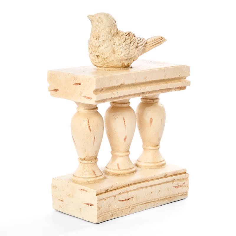Resin Bird on Railing Bookend Decor