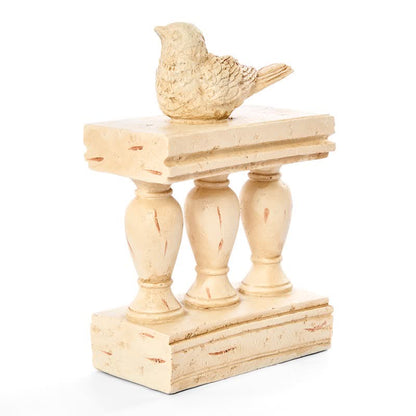 Resin Bird on Railing Bookend Decor