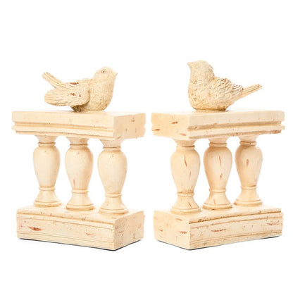 Resin Bird on Railing Bookend Decor