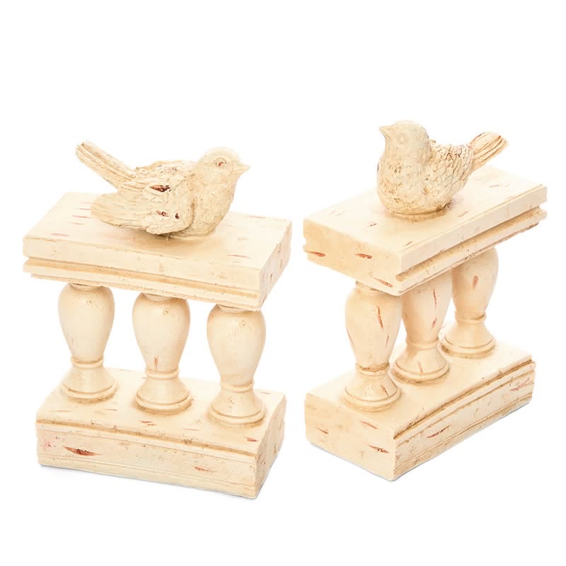 Resin Bird on Railing Bookend Decor