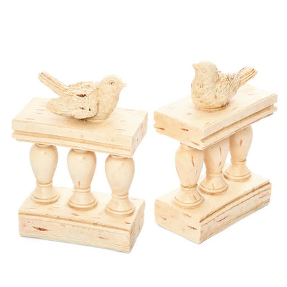 Resin Bird on Railing Bookend Decor