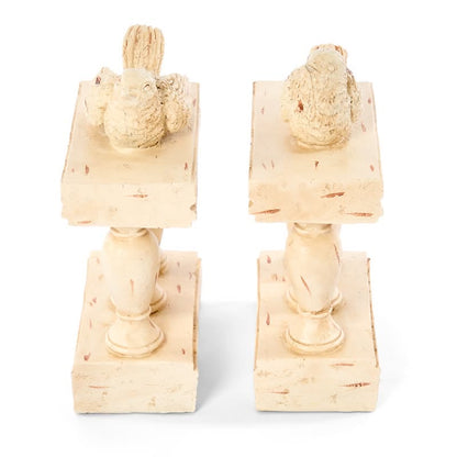 Resin Bird on Railing Bookend Decor
